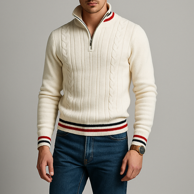 Men's Half-Zip Twist Knit Jumper
