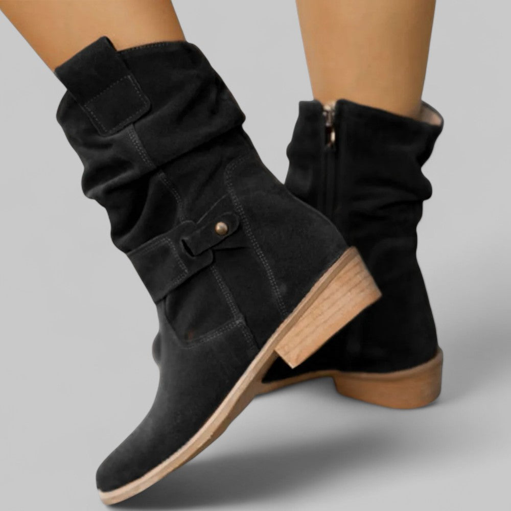 Stylish Retro Suede Ankle Boots