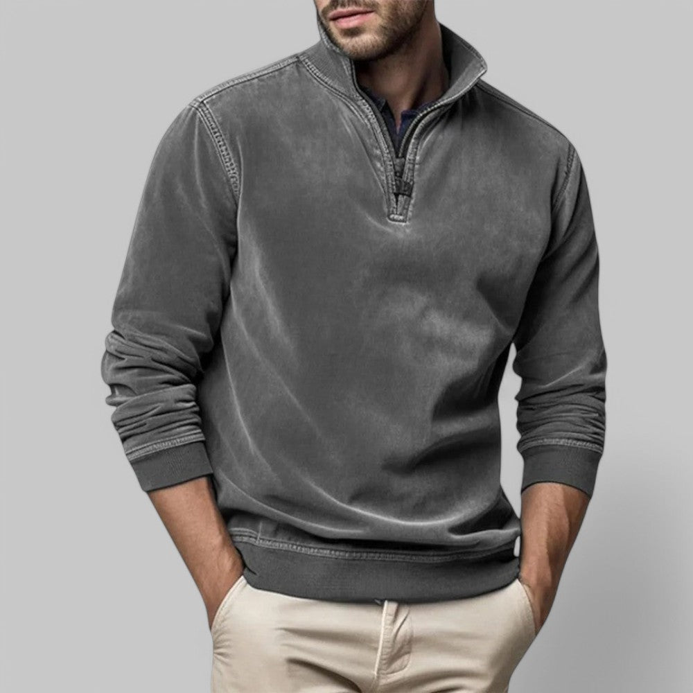 Men's Casual Half-Zip Stand Collar Jumper