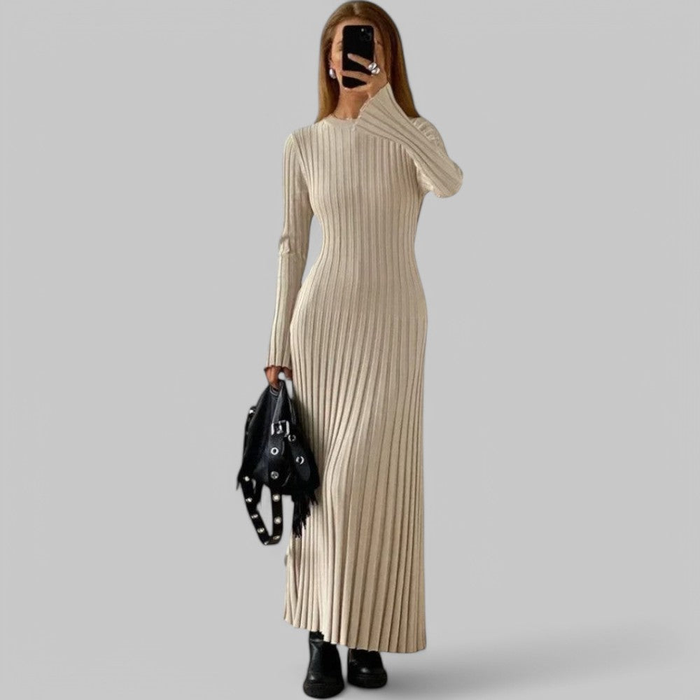 Long Sleeve Ribbed Knit Maxi Dress