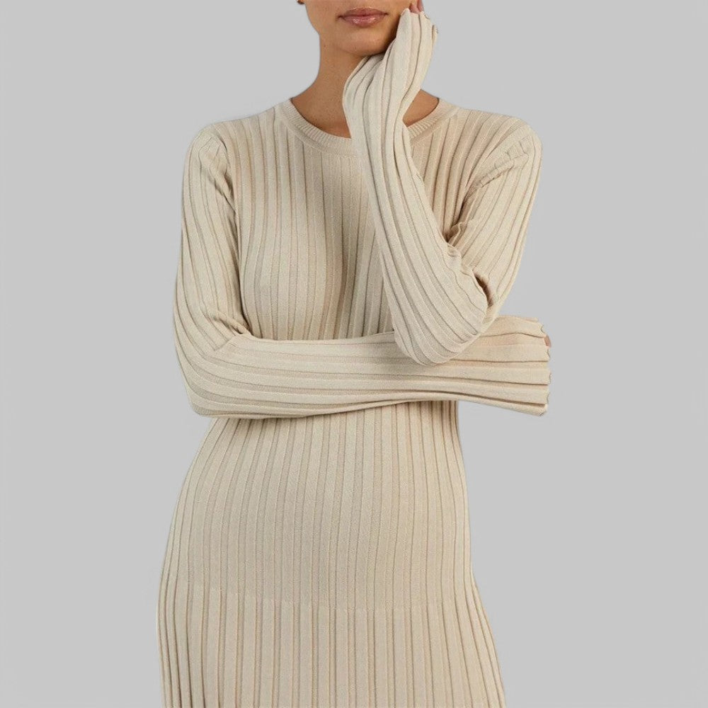 Long Sleeve Ribbed Knit Maxi Dress
