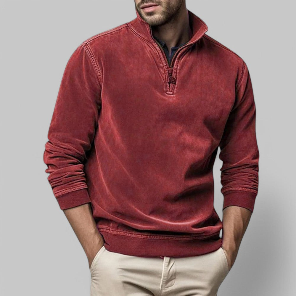 Men's Casual Half-Zip Stand Collar Jumper